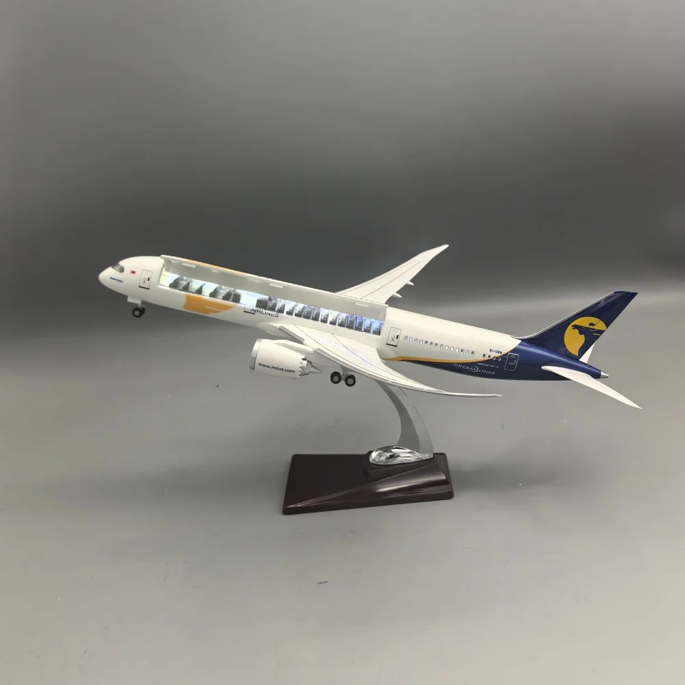 43cm Mongolian Airways B787-9 Resin Plane Model Open Cabin Cover 1/150 Scale Diecast Airplane Model Gift For Aviation Enthusiast