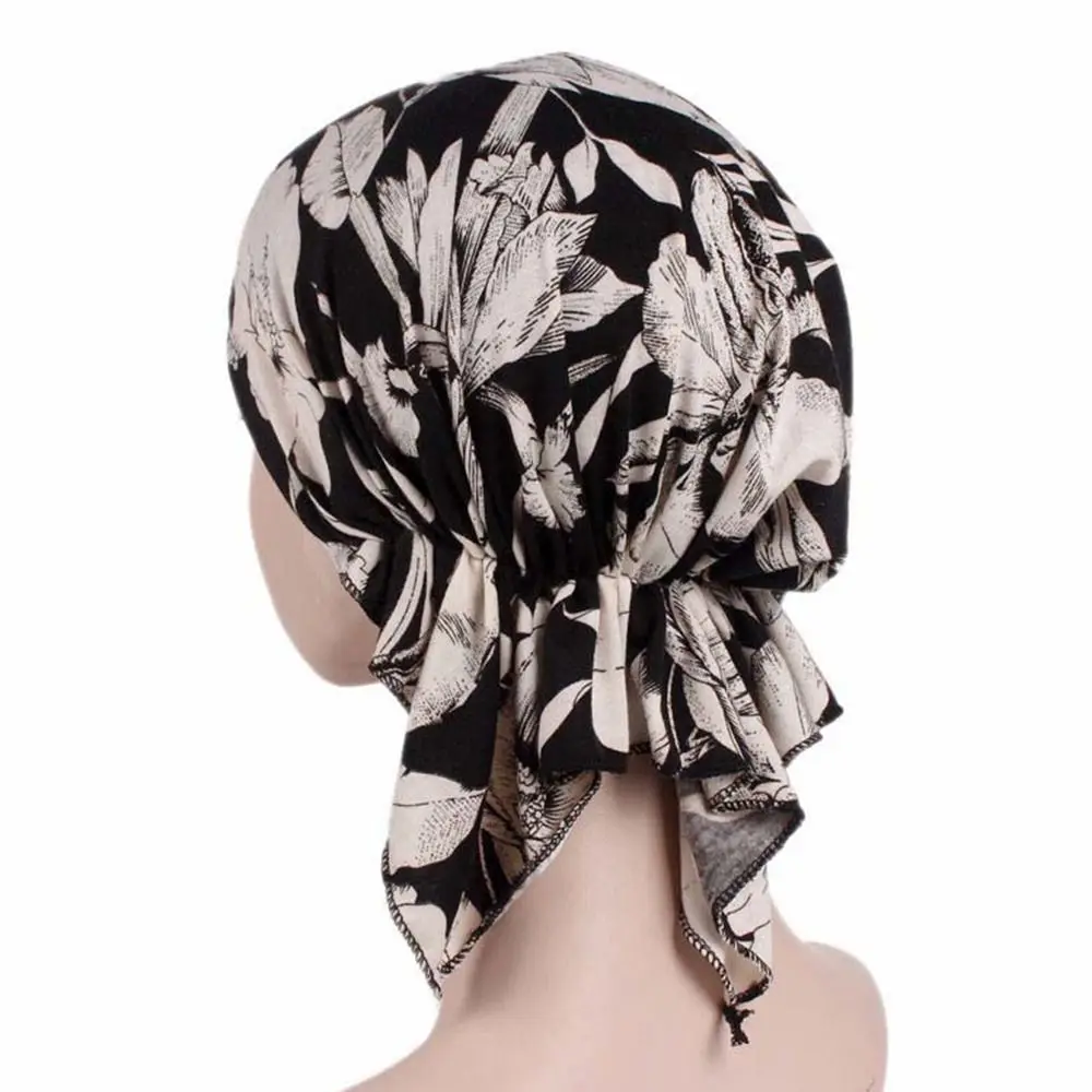 Fashion Bohemia Floral Print Turban Casual Spring Wind Cotton Hat Bandana Sleep Caps Beanies Headwrap Women National