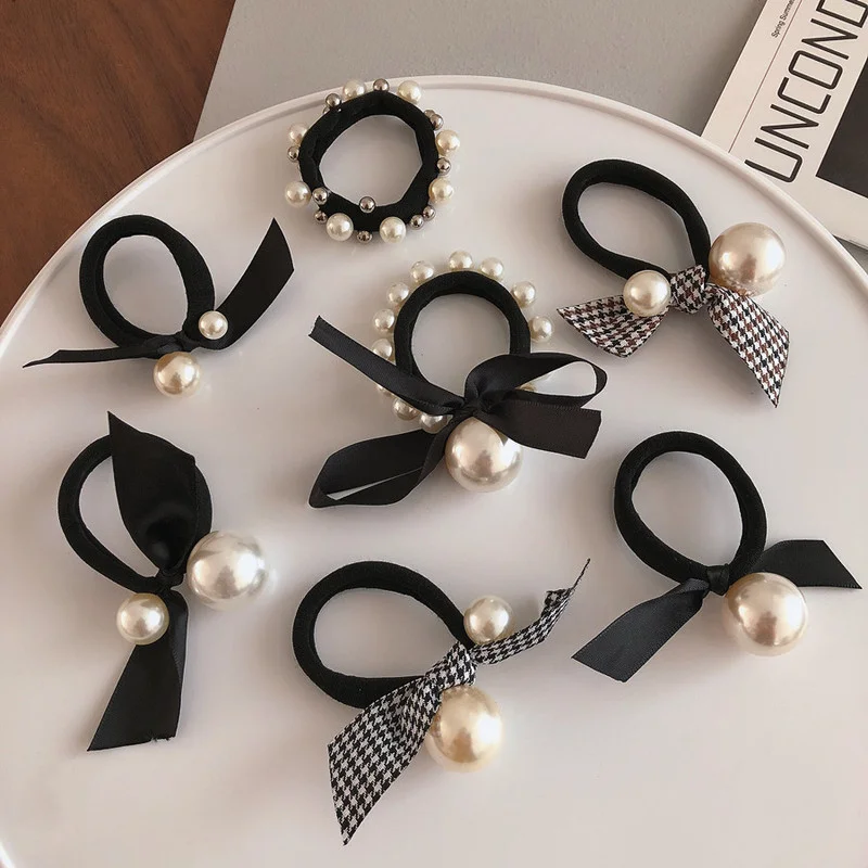 

Sweet Girl Headdress Hair Ring Simple Knotted Lattice Round Bead Rubber Band Hair Ties for Women Fashion Hair Accessories