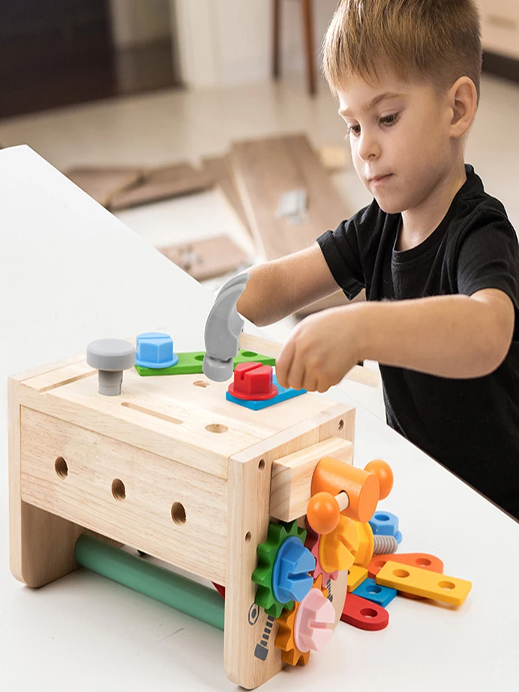 Gereedschapsbank voor kinderen Houten set Speelgoed Montessori Speelgoed Werkbank Bouwspeelgoed Educatief speelgoed Kerst Verjaardagscadeaus jongens