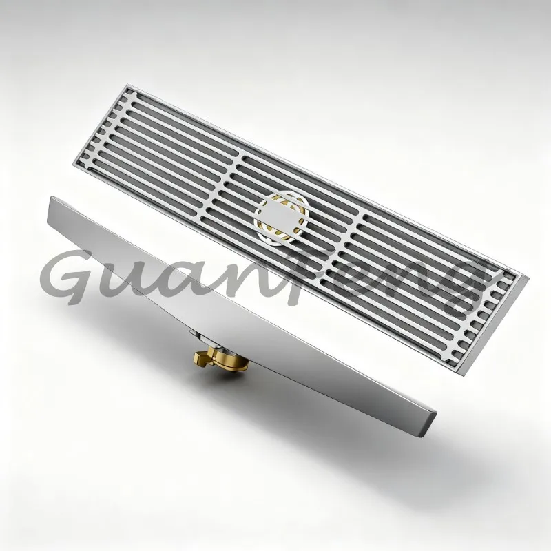 Stainless Steel Extended Linear Shower Floor Drain, Anti‑Odor Long Strip Drain for Bathroom Shower Room