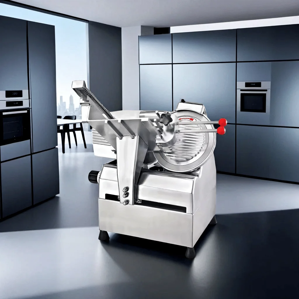 Mobile Meat Slicer Machine with Casters for Outdoor Catering Cooked Meat Roll Slicing Processing Gear