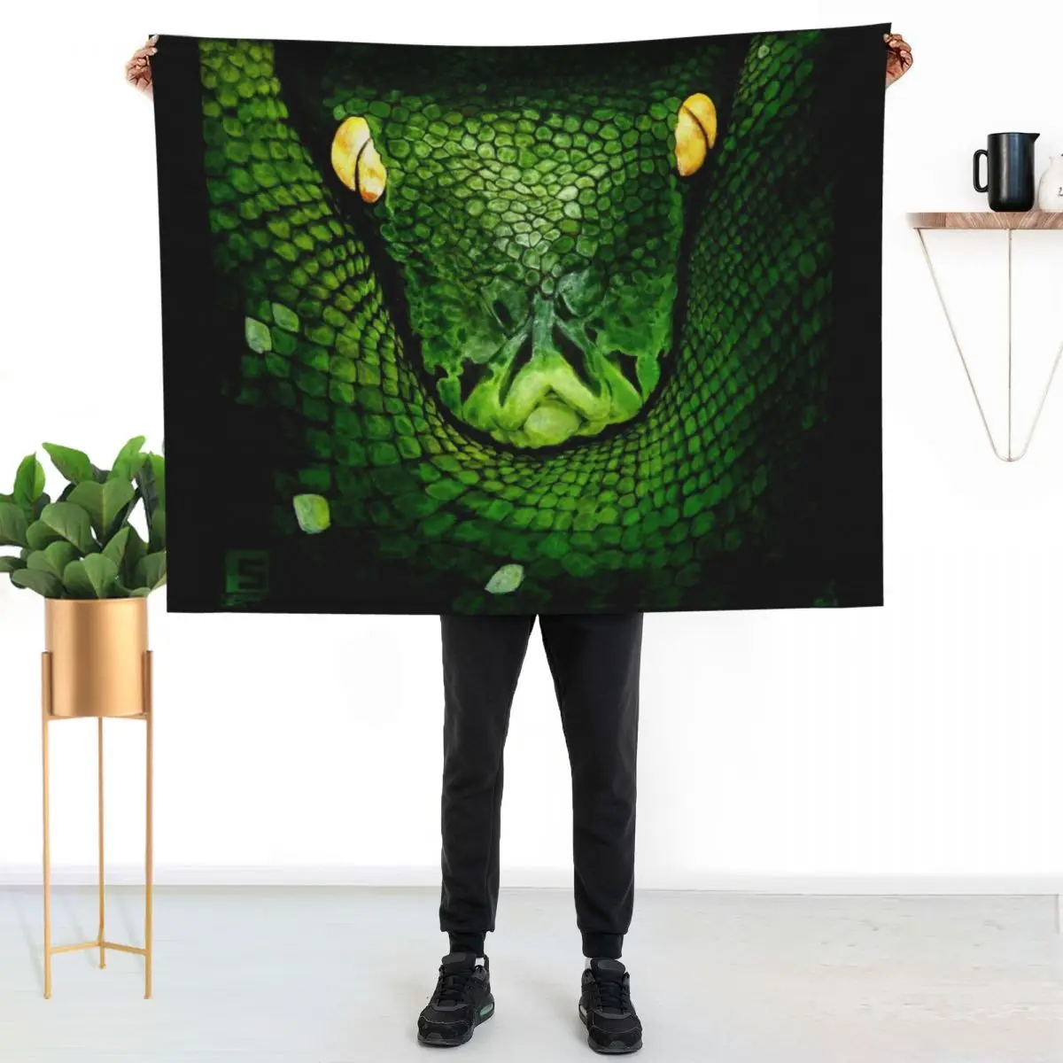 

Green Tree Python (Morelia viridis) Throw Blanket Cozy Warm Blanket for Bed Room Decor