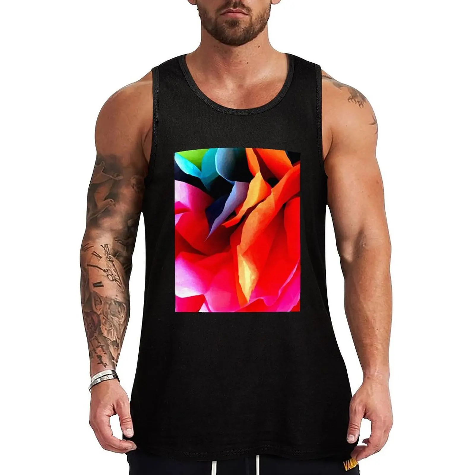 

Paper Flower Tank Top Men's singlets gym shirt man T-shirts men Japanese t-shirt