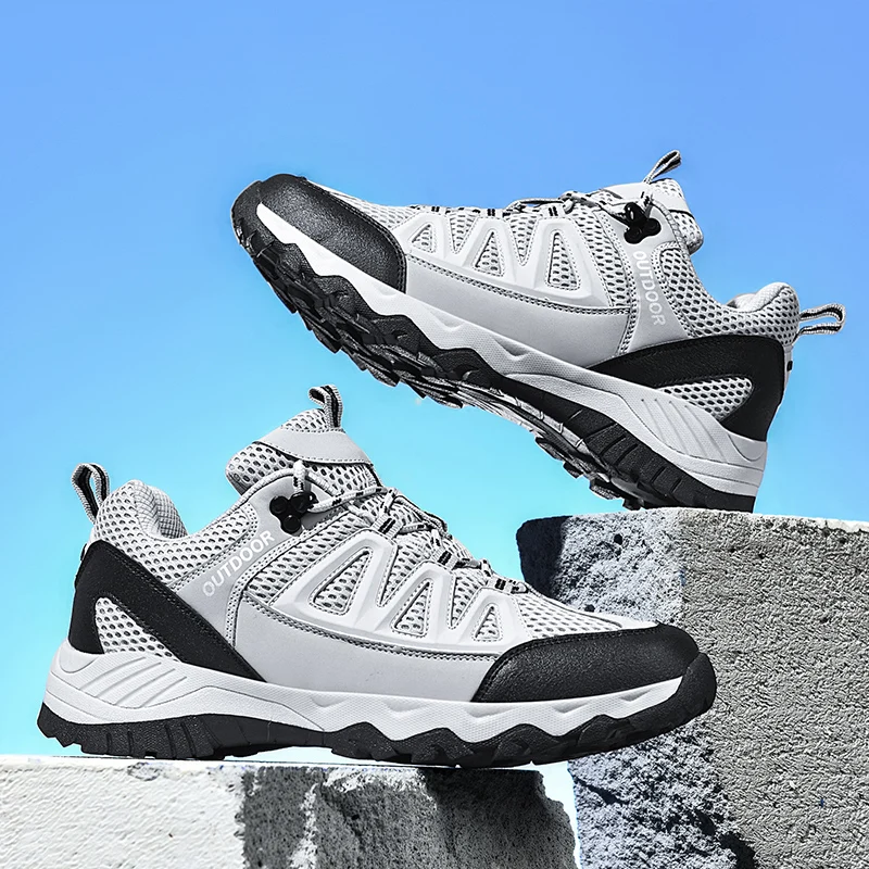 

Casual Sneakers Men Comfortable Breathable Soft Flat Low-top Casual Shoes Men Anti-slip Lace-up Outdoor Hiking Shoes Men