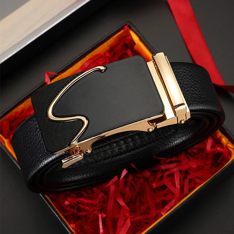 JIFANPAUL New Men's Fashion Automatic Buckle Business Genuine Leather Men's Jeans High Quality Belt Men's Belt No Gift Box