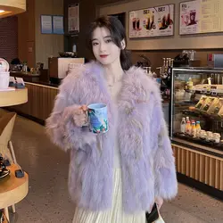 2023 Autumn And Winter New Young And Fashionable Style Slim Fit Gradient Blast Street Faux Fur Coat Women's Trend