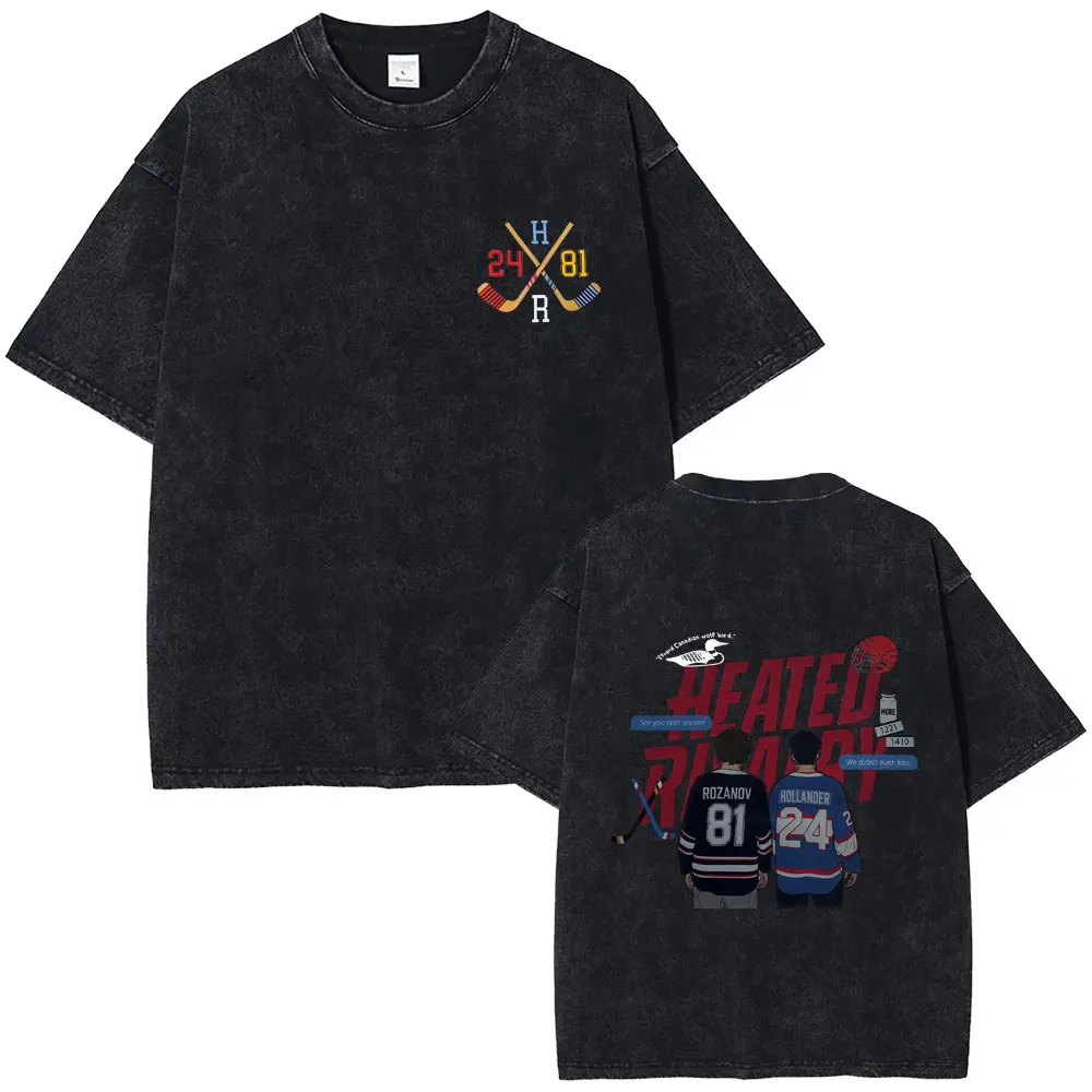 

Hot Sale Heated Rivalry Shane Hollander‌ Ilya Rozanov Hollanov 2481 Washed Vintage T-shirt Male Casual Tshirt Men Fashion Tees