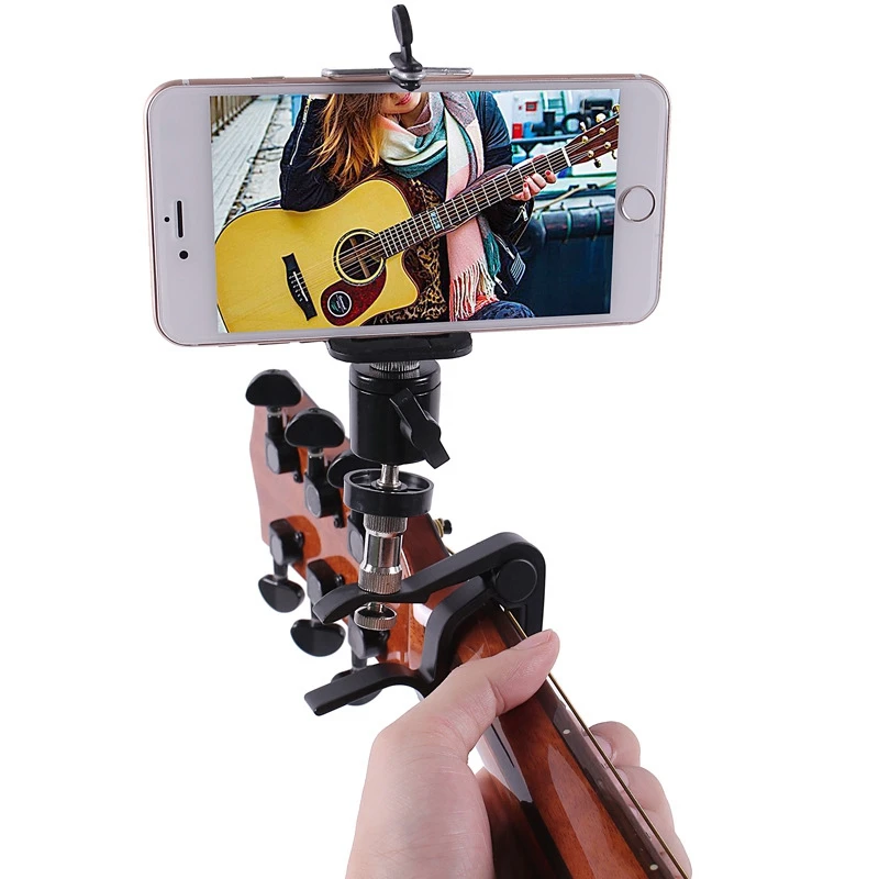 Aluminum Alloy Guitar Capo with Phone Holder Clip Dock Headstock Neck Clamp For Guitar Ukulele