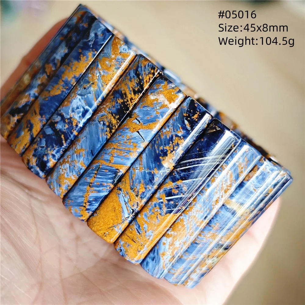 Natural Blue Pietersite Chatoyant Bracelet Jewelry Big Bangle 45x8mm Rectangle Healing Cat Eye Namibia Women Men AAAAAA