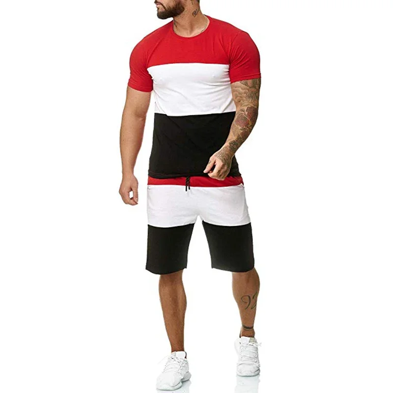 2023 Solid Color Europe And The United States Men's 13 Color Summer New Short Sleeve Shorts Leisure Sports Suit Men