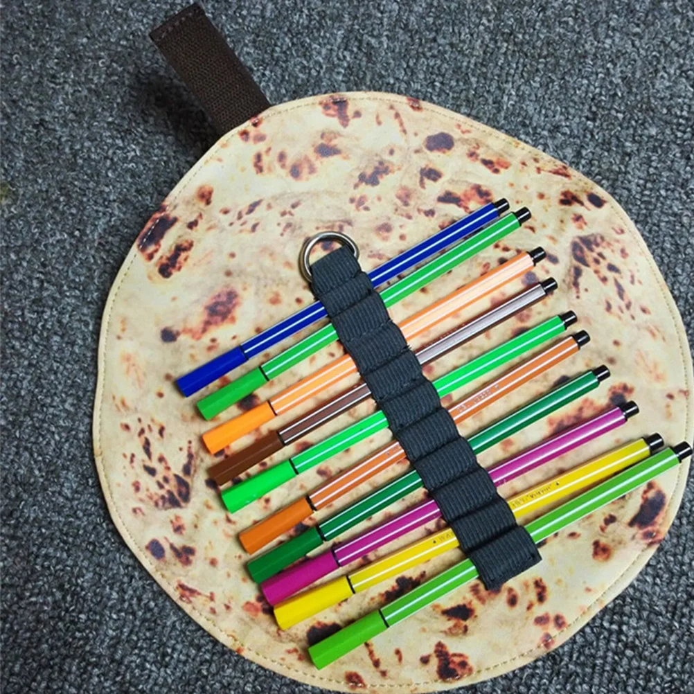 Trousse à crayons à motif Tortilla, 2 pièces, organisateur de crayons en toile robuste pour l'école et le bureau, rangement de fournitures artistiques