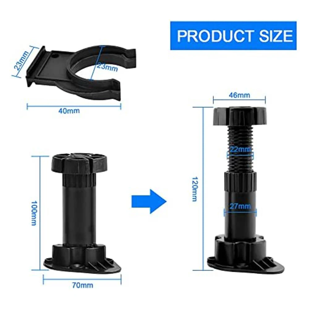 

A94U 20Pcs Furniture Feet Adjustable Cupboard Foot Leg Unit Cabinet Legs with Kick Board Clips for Kitchen Bathroom Cabinet