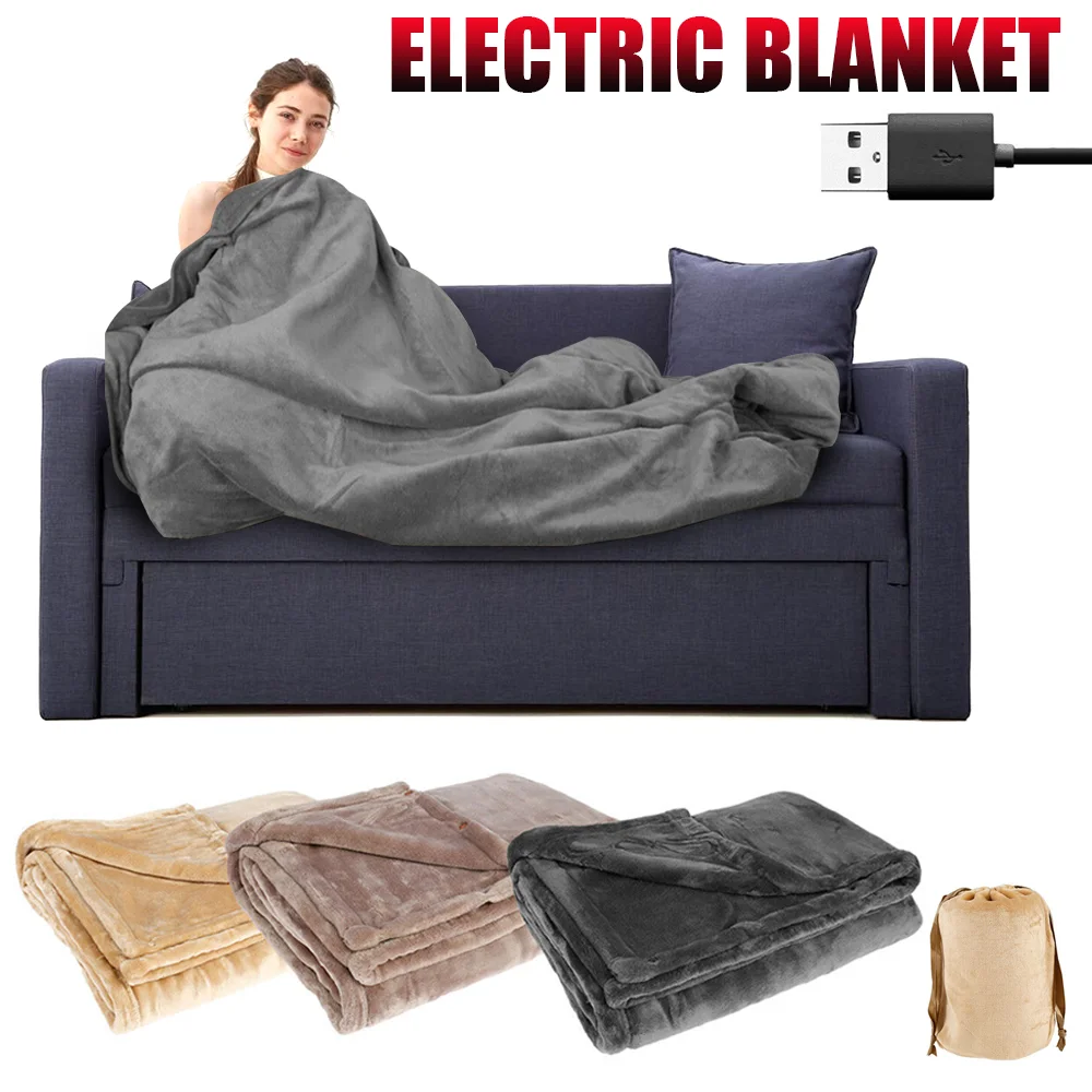 USB Heating Travel Machine Washable For Sofa Bed 3 Levels Portable Electric Blanket Winter Warm Soft Plush Car Shawl Camping