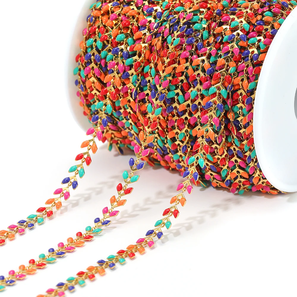 1 Meter Edelstahl-Flachketten in Weißer Emaille für DIY-Schmuckherstellung, Ohrringe, Armbänder, Halsketten-Zubehör – Detail 7