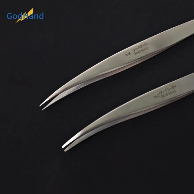 GodHand GH-PS-SH/SB Round Head Pointed Head Angled Tweezers Plastic Military Model Kit Art Doll Handicraft Building Making Tool