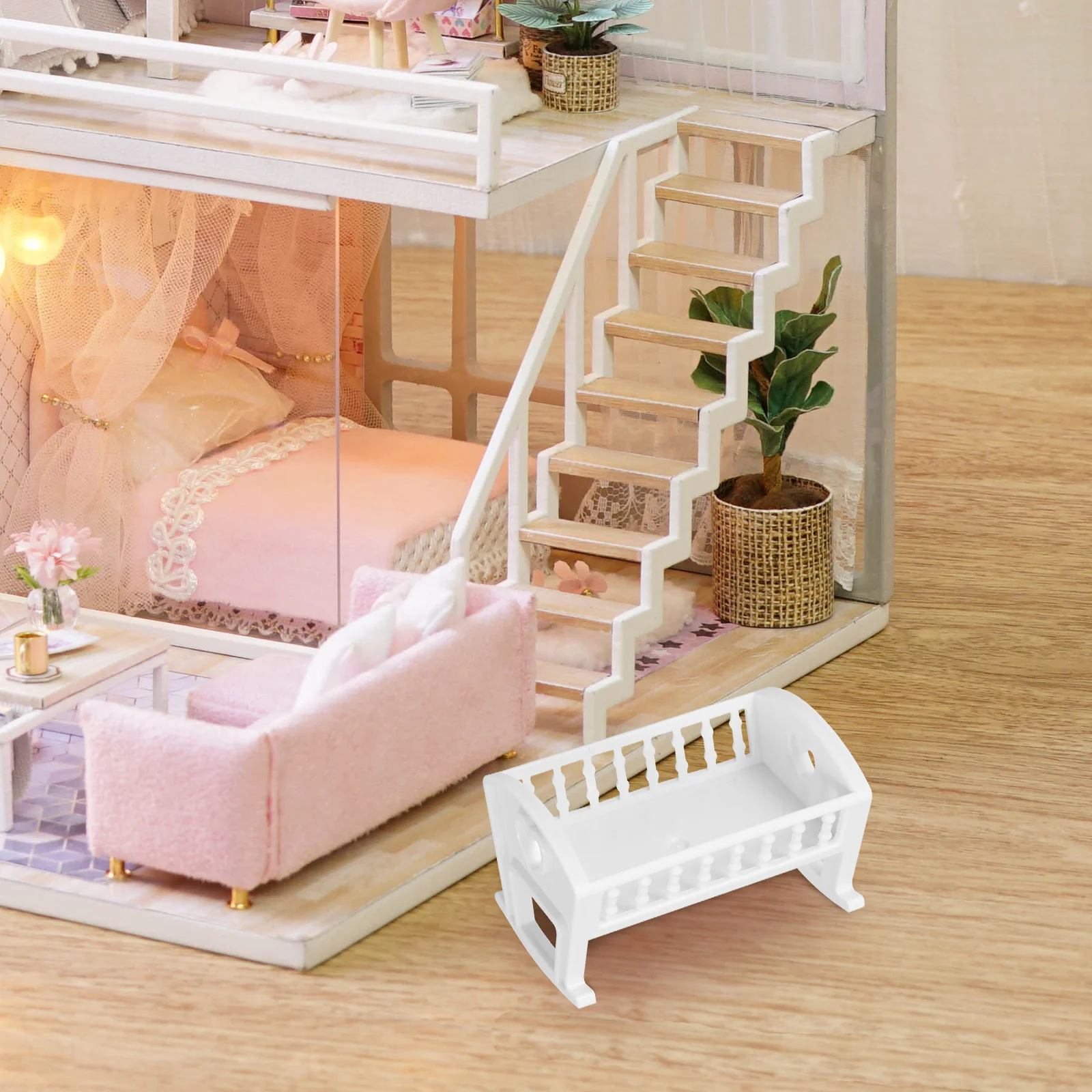 Haus Kleine Möbel Mini Krippe Bett Baby Zubehör Miniatur Modell Schlafzimmer Requisiten Spielzeug