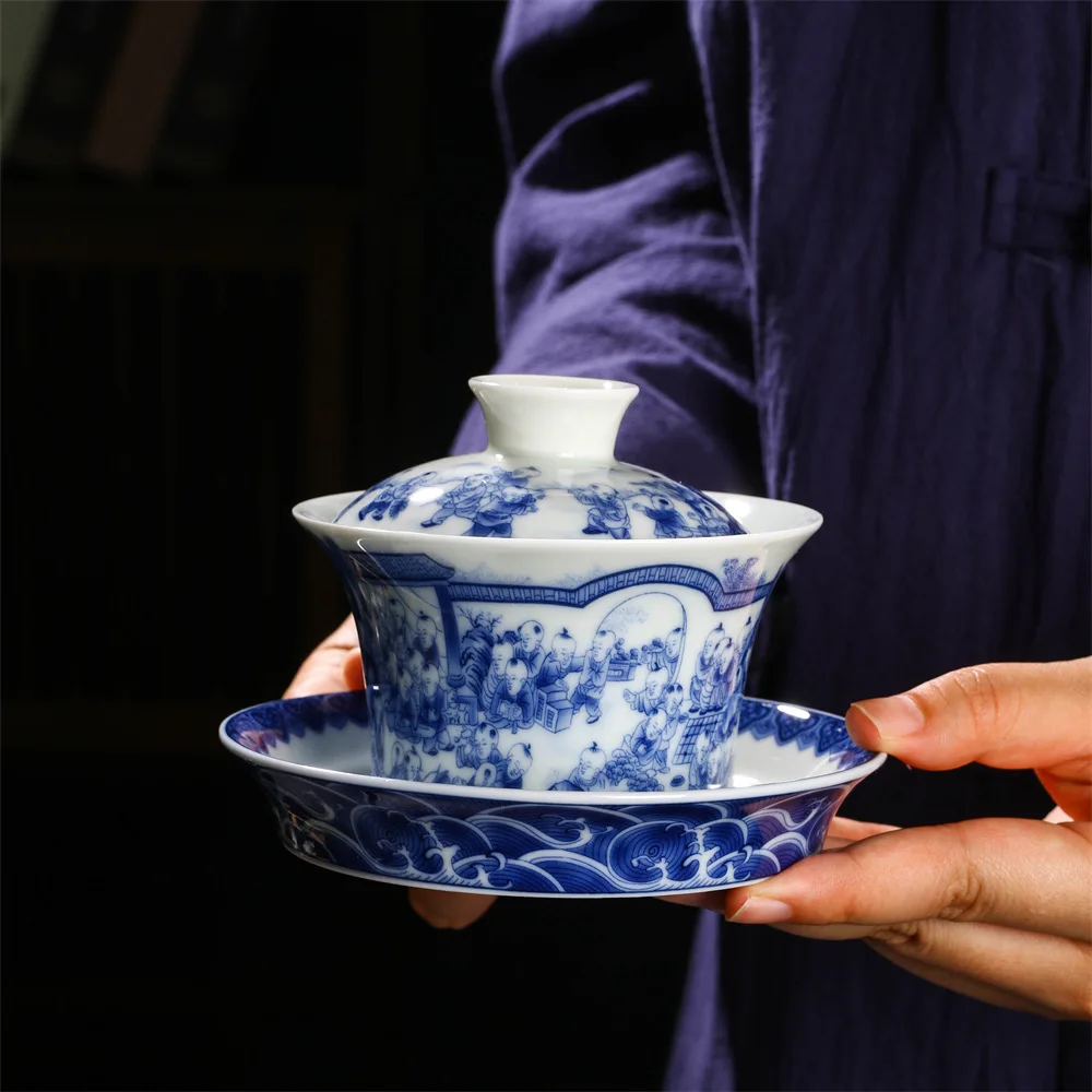 Handmade Porcelain Tureen Kombucha Tea Making Device Pitcher Strainer Cup Clay High Snuff Bottles with Pictures inside