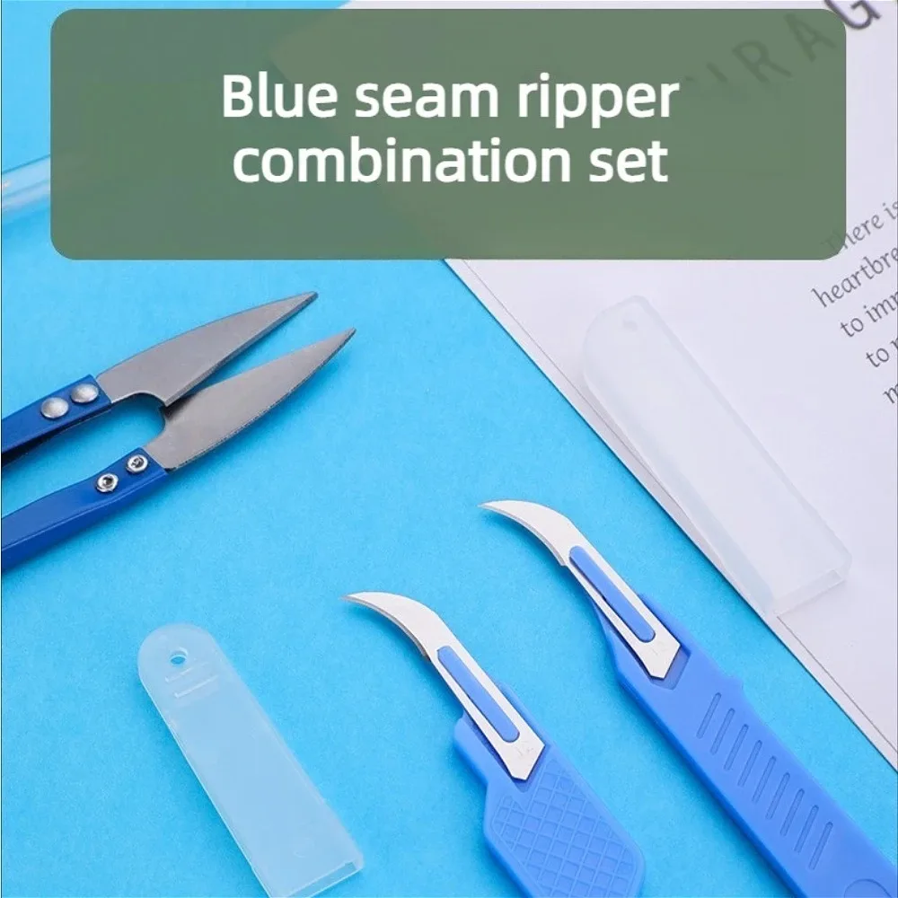 Blue Sewing Kit 5Pcs Thread Ripper Seam Ripper Stitch Removal Scissors Tool Set for Sewing Craft Tailor Clothing Repair view 3
