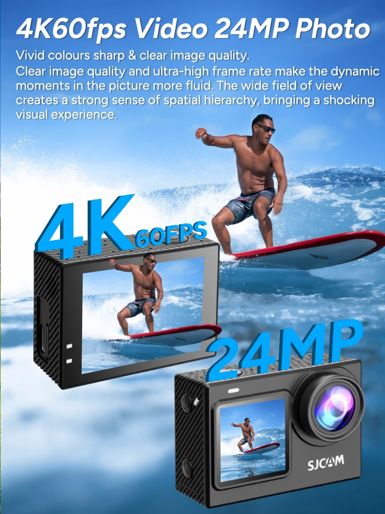 SJCAM SJ6 Pro Dual Screen Action Camera 4K Waterproof Touch Screen Camera WiFi Night Vision 6-Axis Gyro Stabilization Active HDR