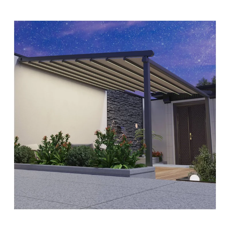 Aluminum Outdoor Retractable Roof Pergola Gazebo Motorized PVC Frame Glass Arch Carton Alloy Powder Coated Nature Eco Friendly
