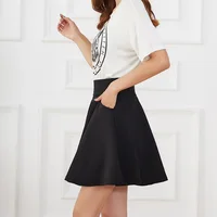 New Black Pocket Shorts Skirt Women's Basic Safety Pants Skirts School Flared Casual Mini Skater Medium Pleated Plus Size 4XL - Image 3