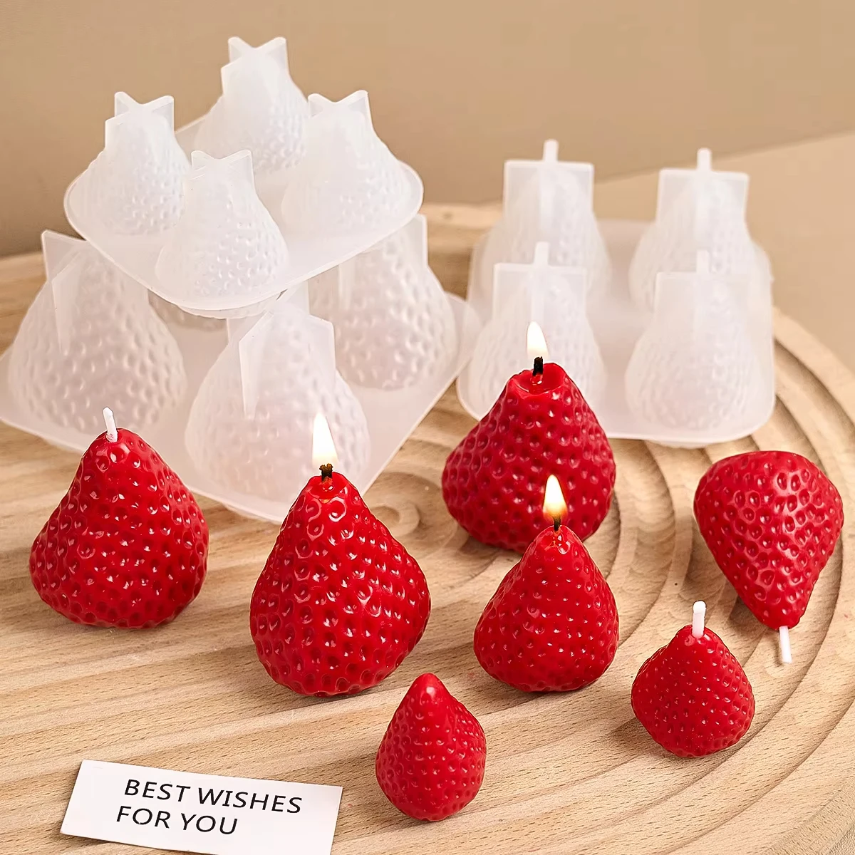 

3D Strawberry Aromatherapy Candle Silicone Mold Creative Handmade Soap Gypsum Resin Craft Making Home Decoration Casting Mold