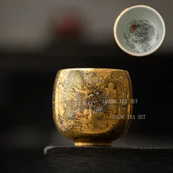 80ml Golden Dragon Tea Cup Chinese Dragon Gilt Tea Cup Creative Chinese Kung Fu Tea Set Master's Cup Drinking Utensils