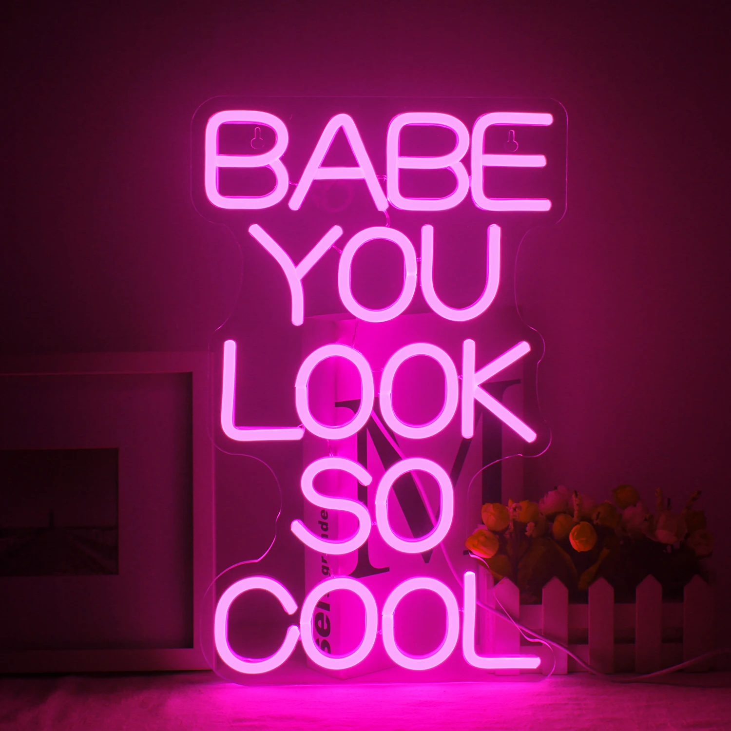 

Wanxing Neon Light Babe You Look So Cool LED Sign Home Wedding Birthday Party Festival Room Decor Glowing Sign Boy Girl Gift