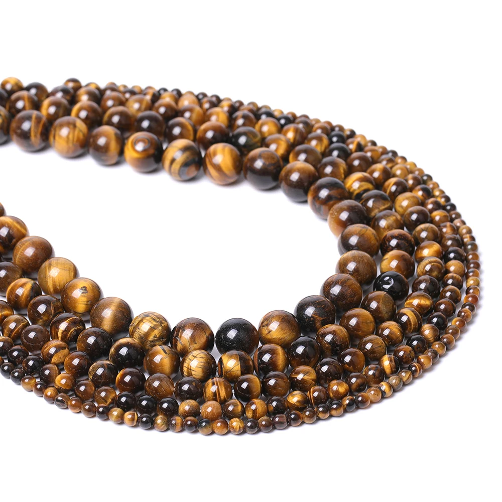 Natural Yellow Tiger Eye Loose Beads 4/6/8/10/12mm Round Spacer for DIY Necklace Bracelet Jewelry Making 7.87
