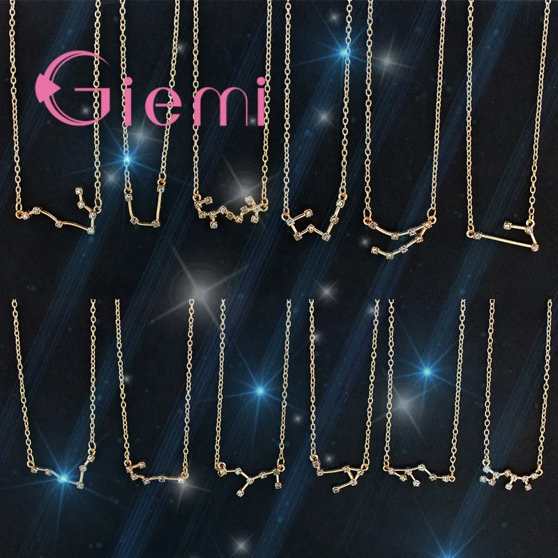 Astrology Zodiac Statement Pendant Necklace Women Constellation Horoscope Virgo Leo 925 Sterling Silver Chain Necklace Girls