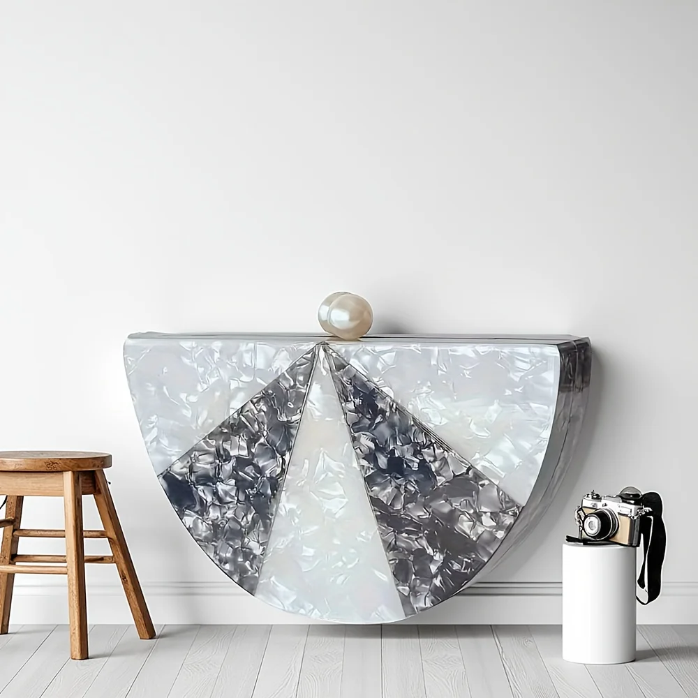 

Свадебная полукруглая модная лоскутная акриловая сумка через плечо, клатч, вечерние новые женские сумки, трендовый женский кошелек для вечеринок