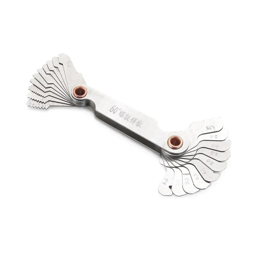 Medidor de tapones de rosca de 55/60 grados, medidores de paso de tornillo de diente de engranaje Imperial métrico, herramienta de medición de acero al carbono, medición de rosca de grifo
