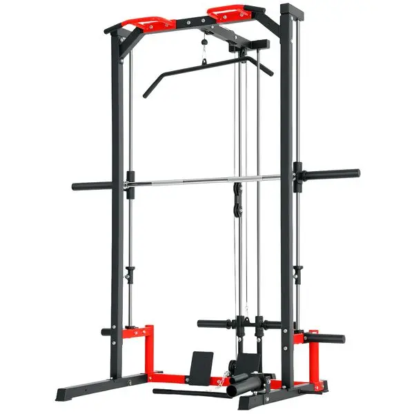 

Многофункциональная силовая стойка Smith Machine с турником, системой для тяги вниз, лэнд-мином, стойкой для приседаний, бар-баром, для домашнего спортзала