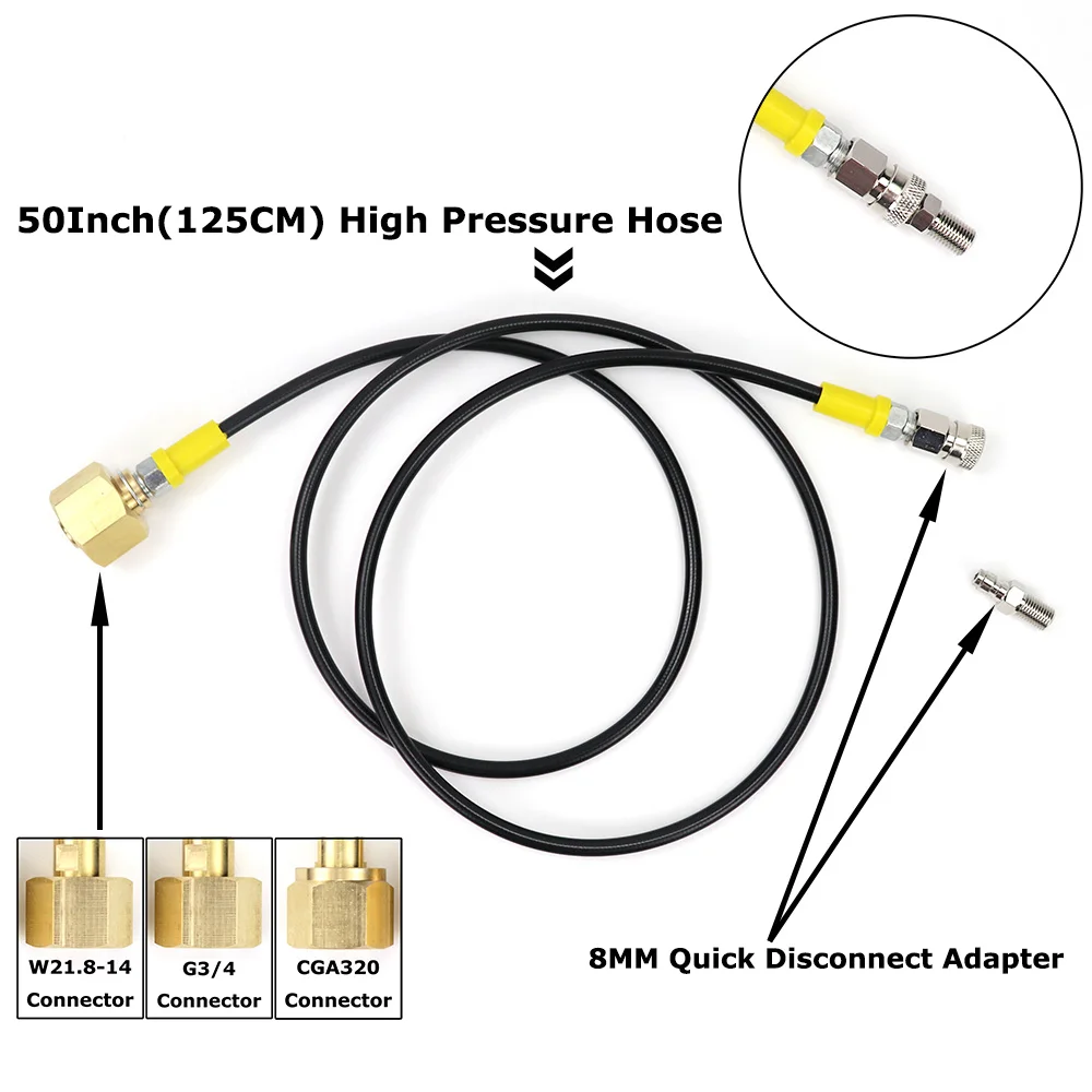 Новый заменяемый картридж CO2 на внешний адаптер для резервуара Co2 и комплект шлангов W21.8-14 или CGA320 G3/4 Вт/быстроразъемный соединитель
