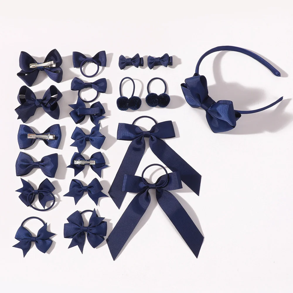 23 Stück einfarbige Haarbögen, Stirnbänder, Haarspange, Haargummis für Kinder, Mädchen, niedliche Schleife, Haarbänder, Kopfbedeckung, Haarschmuck-Set