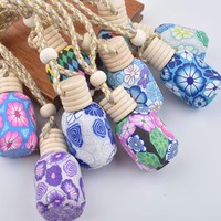 10pcs 10ml Car Freshener Empty Color Glass Essential Oil Car Diffuser Aromatherapy Fragrance Perfume Diffuser Bottle Pendant