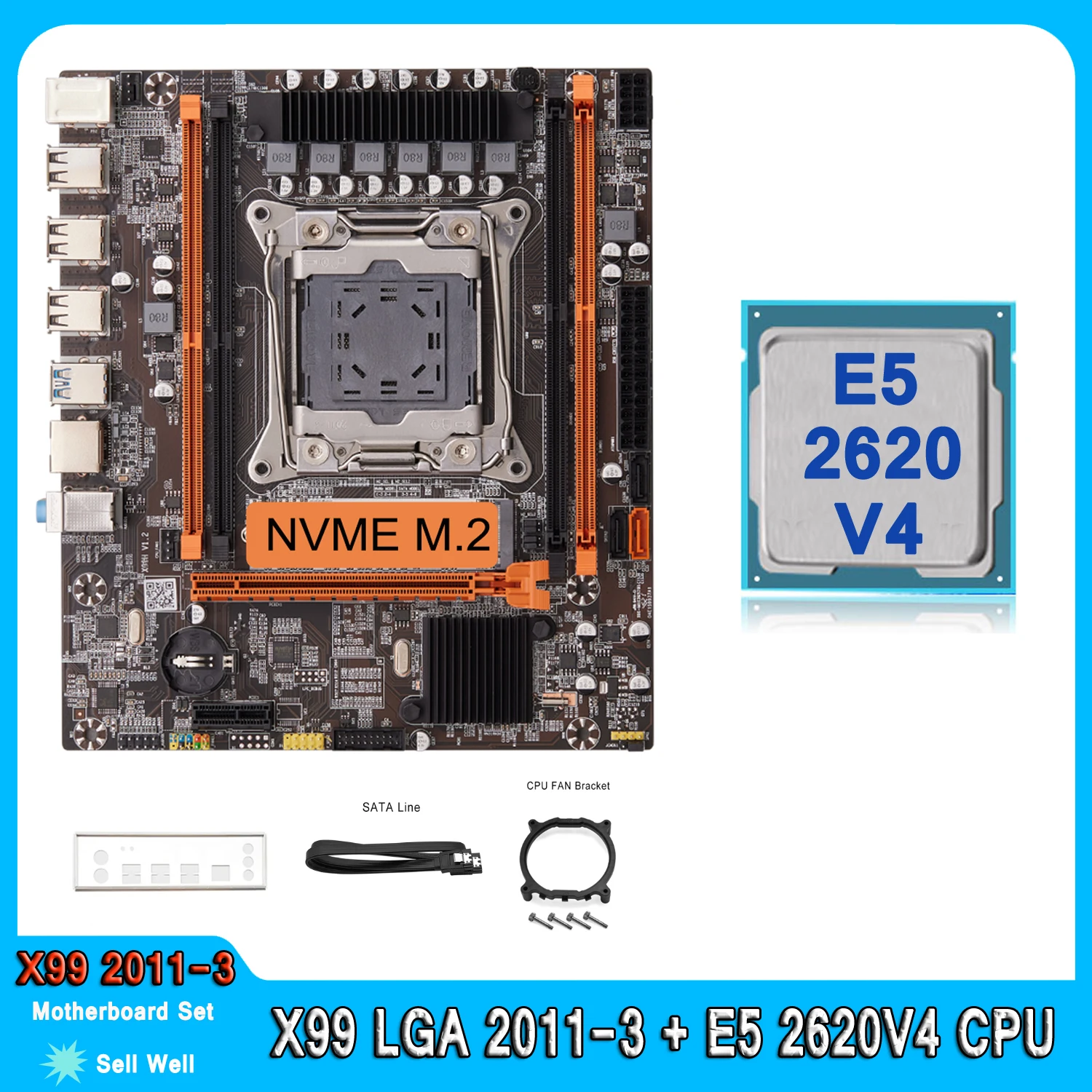 

Набор для материнской платы X99, комплект для процессора Xeon E5 2620 V4 LGA 2011-3, поддержка процессора DDR4 RAM Memory NVME M.2 E5 2620V4, материнская плата