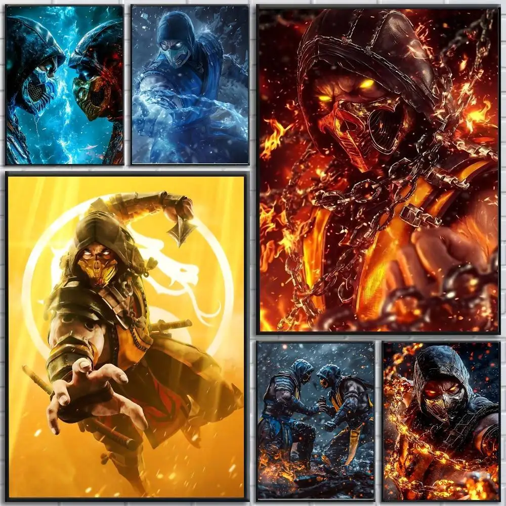 Anime M-Mortal K-Kombat Video Game posters Self-adhesive Paper Print Home Living Room Bedroom Entrance Bar Cafe Art