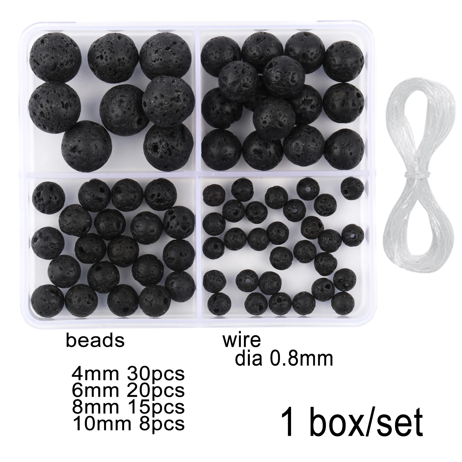 Natural Stone Black Volcanic Lava Stone Loose Spacer Waist Beads for Bracelets Jewelry Making Supplies DIY Necklace Accessories