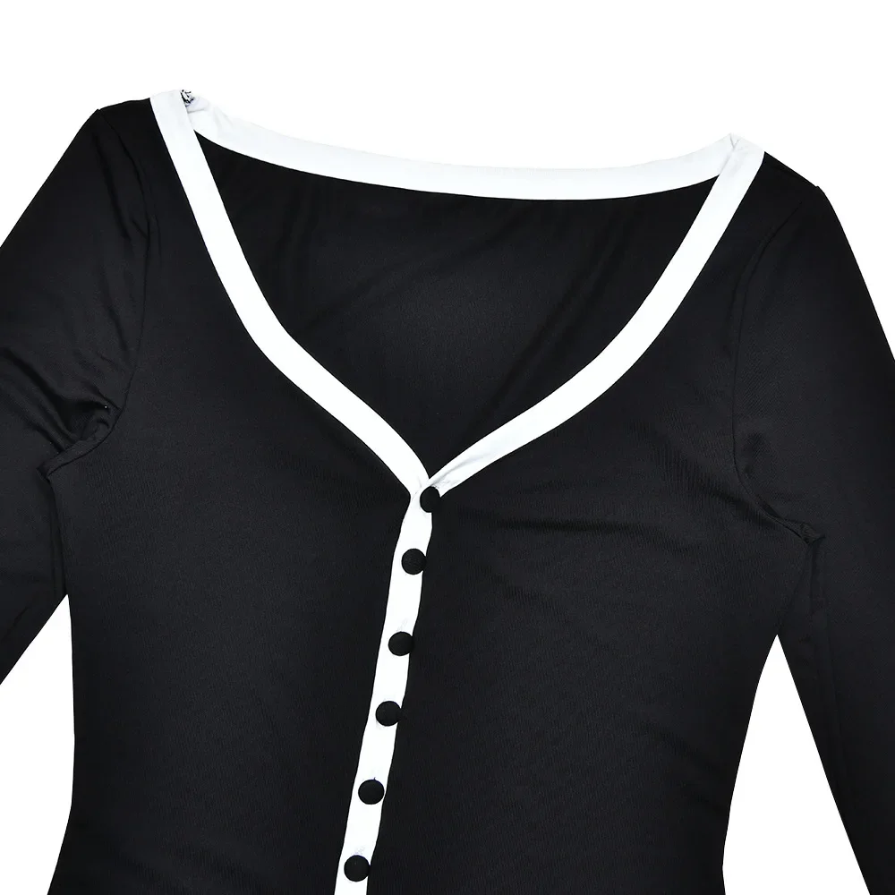 Frauen Sexy Farbe Patchwork Tasten Bodycon Rüschen Saum Maxi Party Kleid V-ausschnitt Flare Volle Hülse Schlank Urlaub Outfits Lange Robe