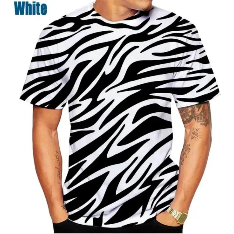 Summer Hot Sale 3D Tiger Stripe Men\'s/women\'s T Shirt 3D Printing Short-sleeved Round Neck Men\'s Tops