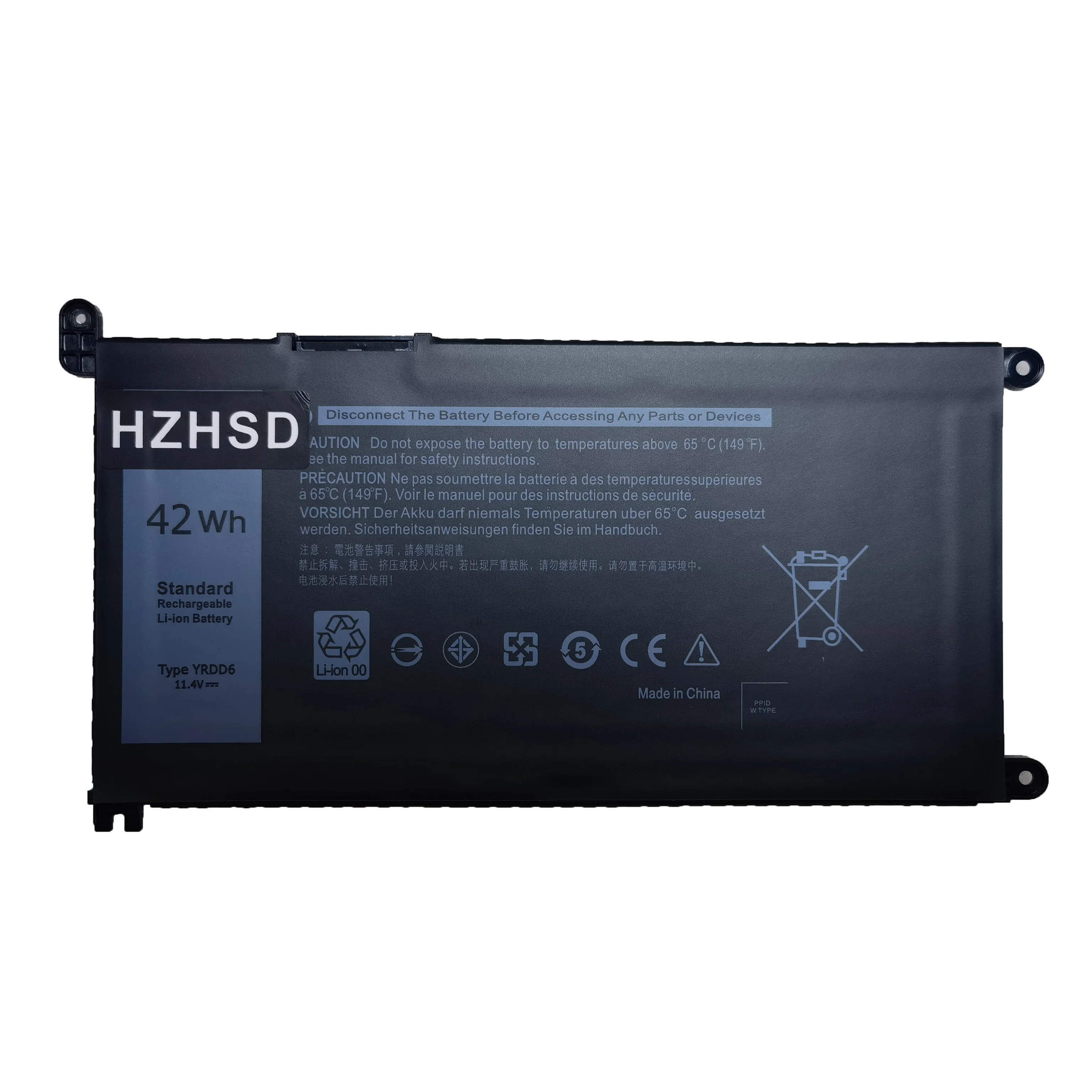 HZHSD 11.4V 42Wh WDX0R Battery for Dell Inspiron 13-7368 14-7460 15-7560 WDXOR 3CRH3 T2JX4 5368 5378 5568 7570 7569 5765 P61F