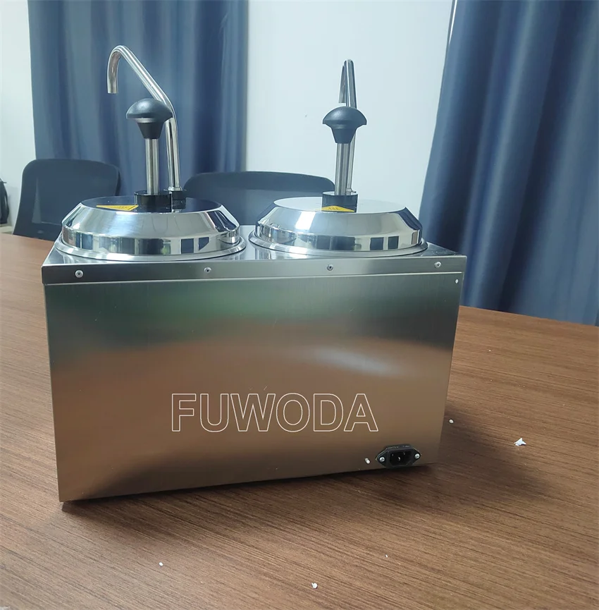 110V 220V Commercial 2 Pot Hot Fudge Pump Warmer Machine Chocolate Sauce Dispenser Nacho Cheese Warmer Dispenser Machine