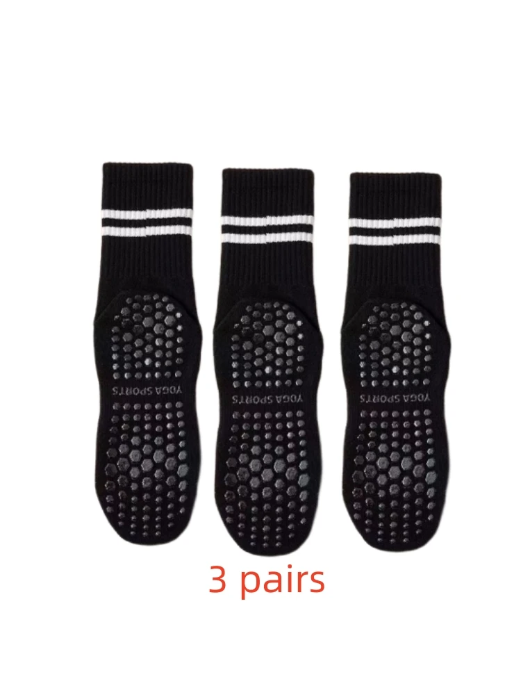 3 pairs of professional women's fitness anti slip yoga training socks and basketball sports socks