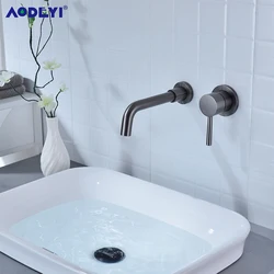 Miscelatore grigio pistola rubinetto acqua calda fredda foro singolo beccuccio girevole vasca monocomando maniglia a parete bagno rubinetto lavabo in ottone rubinetti