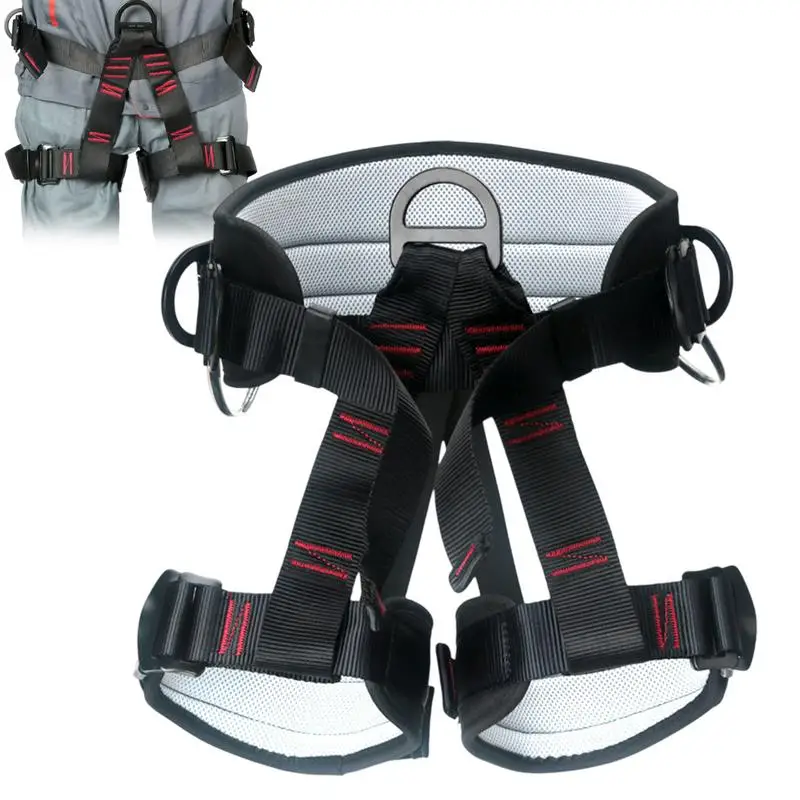 Outdoor Safety Belt Harness Aerial Work Safety Harness Lanyard On Back Half Seat High-altitude Rock Climbing Construction