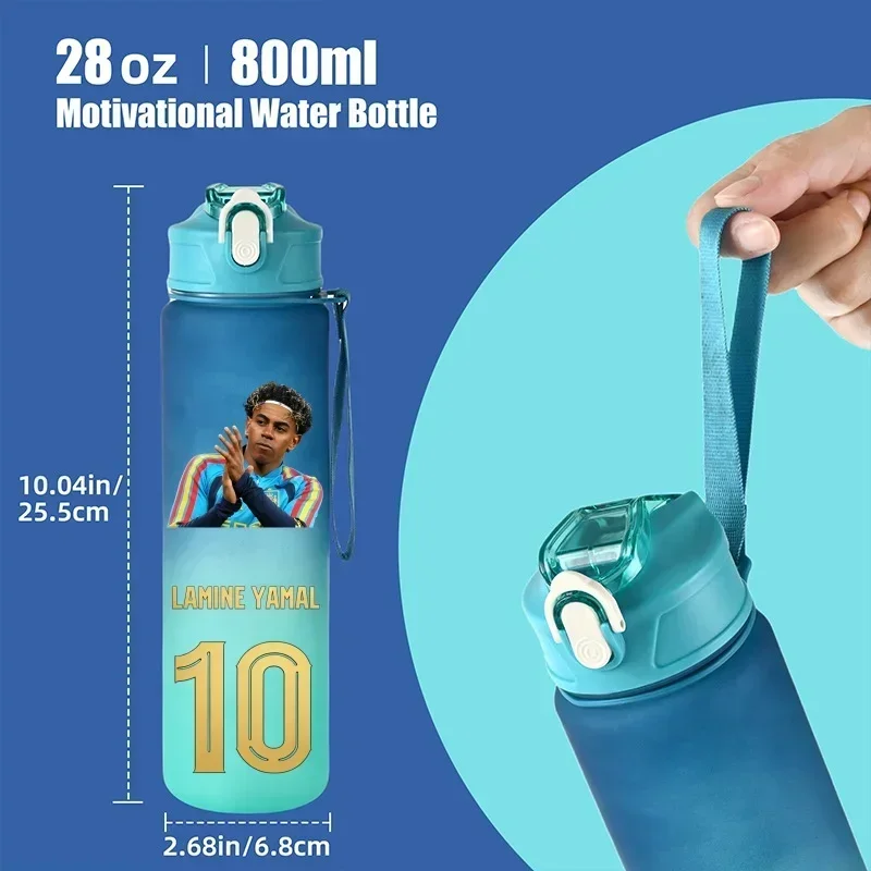 800ML Lamine Yamal Football Star Sports Water Bottle With Straw Eco-Friendly Plastic Cup Drinking Outdoor Portable Gym Jugs Gift view 4