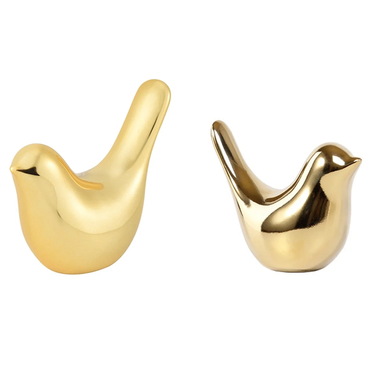 ABJZ 2 قطعة الذهب الذهبي السيراميك الطيور التماثيل الحديثة السيراميك الطيور التماثيل الحيوان النحت ديكور المنزل الحرف