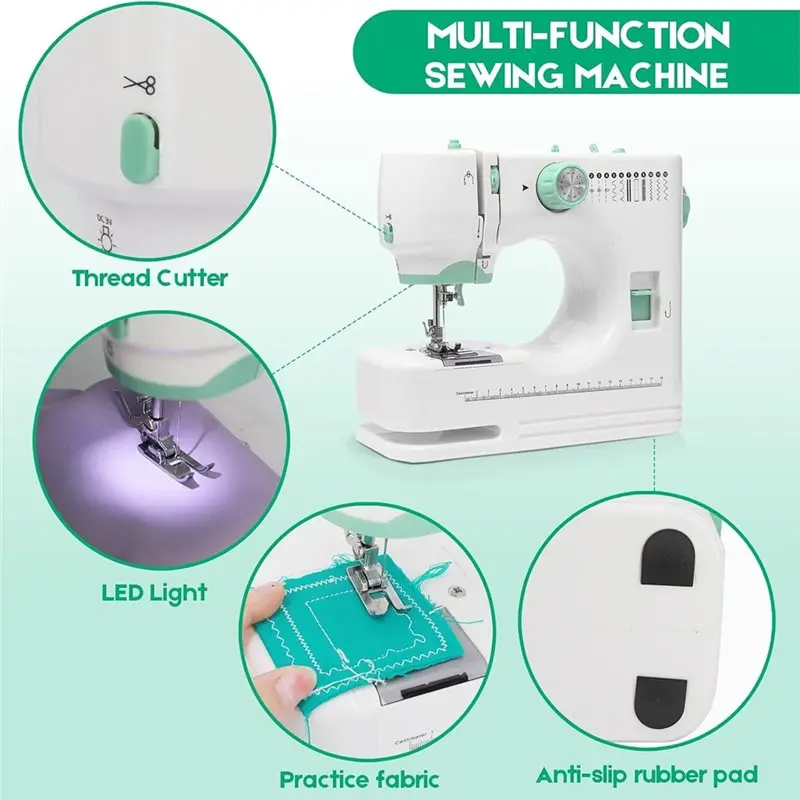 ABUG-Sewing Machine For Beginners Featuring Expansion Table Duty Sewing Machines For DIY& Mending With Foot Pedel Pedal EU Plug